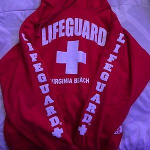 Red “Lifeguard” Virginia Beach Hoodie. Never worn, just like new.